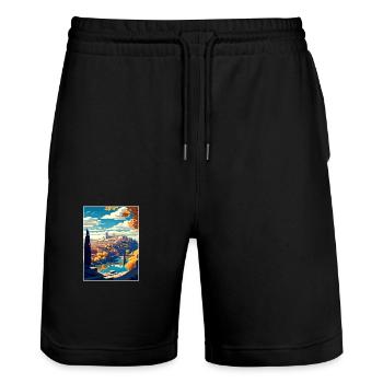 Toledo Spanien Vintage Reiseposter WPA Souvenir - Stanley/Stella Unisex Bio Joggingshorts Trainer  - Schwarz - Vorne - Nik (191cm) & Marisol (170cm)
