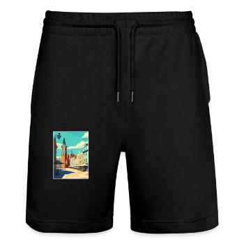 Wroclaw européen Pologne Vintage voyage affiche WPA - Short de jogging bio TRAINER Stanley/Stella unisexe - noir - Devant - Nik (191cm) & Marisol (170cm)