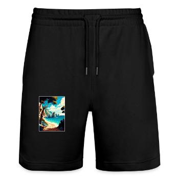 Zakynthos Grèce Décoration Grec Voyage Affiche - Short de jogging bio TRAINER Stanley/Stella unisexe - noir - Devant - Nik (191cm) & Marisol (170cm)