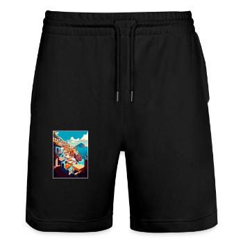 Positano Italy Vintage Travel Poster WPA Souvenir - Stanley/Stella Trainer Unisex Organic Jogging Shorts - black - Front - Nik (191cm) & Marisol (170cm)