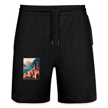 Kotor Monténégro Vintage voyage affiche Souvenir - Short de jogging bio TRAINER Stanley/Stella unisexe - noir - Devant - Nik (191cm) & Marisol (170cm)