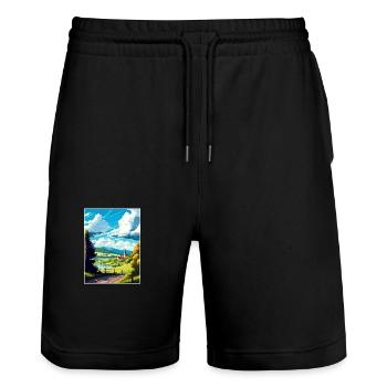 Karpacz Pologne Vintage voyage affiche WPA Souvenir - Short de jogging bio TRAINER Stanley/Stella unisexe - noir - Devant - Nik (191cm) & Marisol (170cm)