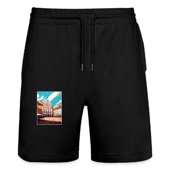 Rzeszow Polen Vintage Reiseposter WPA Souvenir - Stanley/Stella Unisex Bio Joggingshorts Trainer  - Schwarz - Vorne - Nik (191cm) & Marisol (170cm)