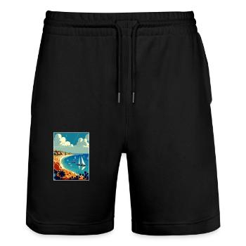 Gallipoli Turkey Vintage Travel Poster Souvenir - Stanley/Stella Trainer Unisex Organic Jogging Shorts - black - Front - Nik (191cm) & Marisol (170cm)