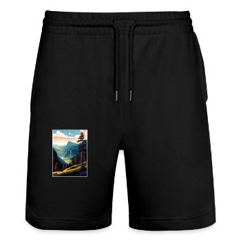 Pieniny Pologne Vintage voyage affiche WPA Souvenir - Short de jogging bio TRAINER Stanley/Stella unisexe - noir - Devant - Nik (191cm) & Marisol (170cm)