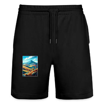 Bieszczady Polen Vintage Reiseposter Souvenir - Stanley/Stella Unisex Bio Joggingshorts Trainer  - Schwarz - Vorne - Nik (191cm) & Marisol (170cm)