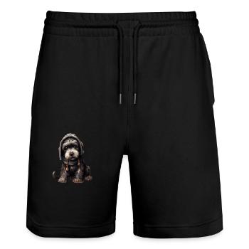 Giant Schnauzer Riesenschnauzer im cozy look - Stanley/Stella Unisex Bio Joggingshorts Trainer  - Schwarz - Vorne - Nik (191cm) & Marisol (170cm)