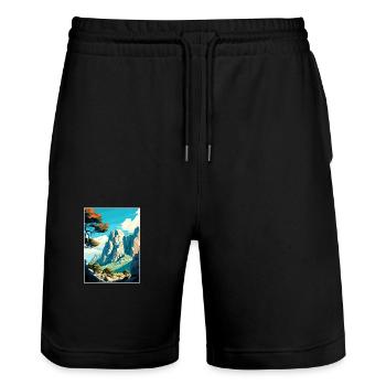 Paklenica Croatie Vintage voyage affiche Souvenir - Short de jogging bio TRAINER Stanley/Stella unisexe - noir - Devant - Nik (191cm) & Marisol (170cm)