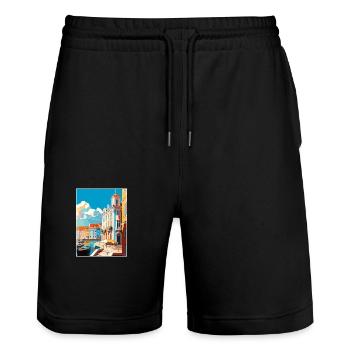Aveiro Portugal Vintage voyage affiche WPA Souvenir - Short de jogging bio TRAINER Stanley/Stella unisexe - noir - Devant - Nik (191cm) & Marisol (170cm)