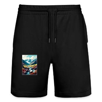 Hohe Tauern Österreich Park Vintage Reiseposter WPA - Stanley/Stella Unisex Bio Joggingshorts Trainer  - Schwarz - Vorne - Nik (191cm) & Marisol (170cm)