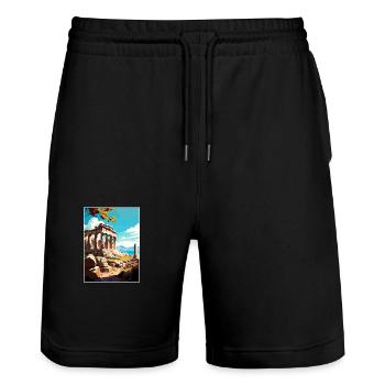 Athens Greece Decoration Vintage Travel Poster WPA - Stanley/Stella Trainer Unisex Organic Jogging Shorts - black - Front - Nik (191cm) & Marisol (170cm)