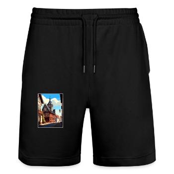 Weimar Germany Vintage Travel Poster WPA Souvenir - Stanley/Stella Trainer Unisex Organic Jogging Shorts - black - Front - Nik (191cm) & Marisol (170cm)