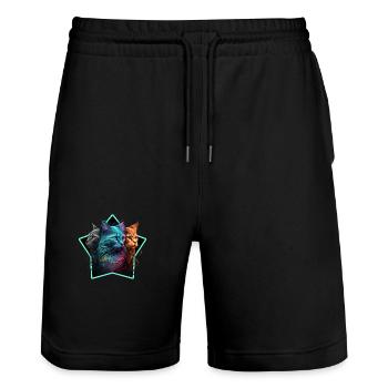Picsart 24 01 03 11 27 20 355 - Stanley/Stella Unisex Bio Joggingshorts Trainer  - Schwarz - Vorne - Nik (191cm) & Marisol (170cm)