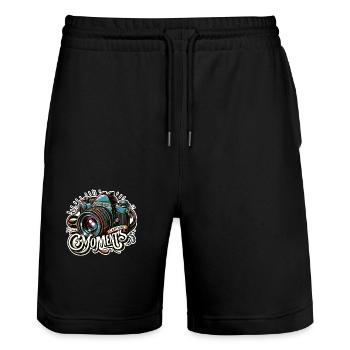 Capture Moments - Camera Illustration - Stanley/Stella Trainer Unisex Organic Jogging Shorts - black - Front - Nik (191cm) & Marisol (170cm)