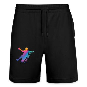Handballer - Stanley/Stella Unisex Bio Joggingshorts Trainer  - Schwarz - Vorne - Nik (191cm) & Marisol (170cm)
