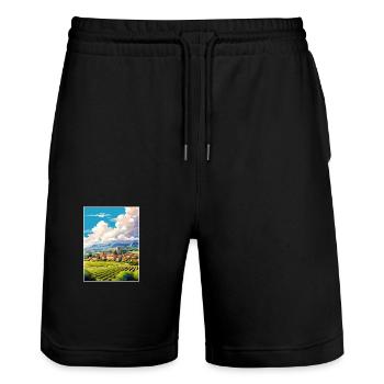 Provence Frankreich Vintage Reiseposter WPA Souvenir - Stanley/Stella Unisex Bio Joggingshorts Trainer  - Schwarz - Vorne - Nik (191cm) & Marisol (170cm)