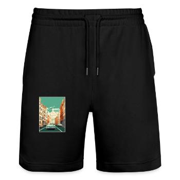 Vienne Autriche Vintage voyage affiche WPA Souvenir - Short de jogging bio TRAINER Stanley/Stella unisexe - noir - Devant - Nik (191cm) & Marisol (170cm)
