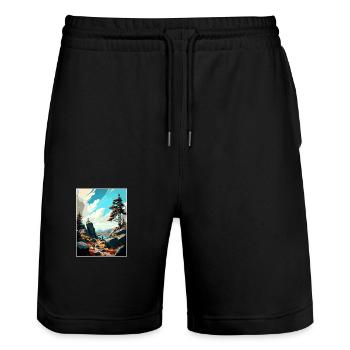 Pieninski Pologne Vintage voyage affiche Souvenir - Short de jogging bio TRAINER Stanley/Stella unisexe - noir - Devant - Nik (191cm) & Marisol (170cm)