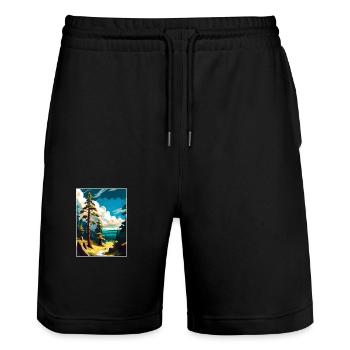 Gorce Gorcegift Pologne Affiche de voyage Vintage WPA - Short de jogging bio TRAINER Stanley/Stella unisexe - noir - Devant - Nik (191cm) & Marisol (170cm)