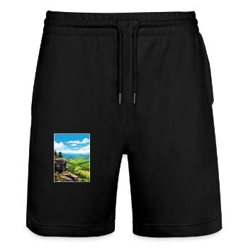 Parc National des Cévennes France Antibes Souvenir - Short de jogging bio TRAINER Stanley/Stella unisexe - noir - Devant - Nik (191cm) & Marisol (170cm)