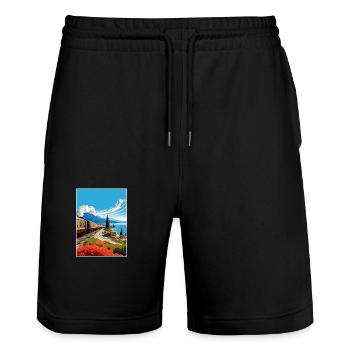 Orient Express Europa Deko Vintage Reiseposter - Stanley/Stella Unisex Bio Joggingshorts Trainer  - Schwarz - Vorne - Nik (191cm) & Marisol (170cm)