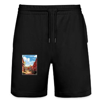 Porvoo Finlande Vintage voyage affiche WPA Souvenir - Short de jogging bio TRAINER Stanley/Stella unisexe - noir - Devant - Nik (191cm) & Marisol (170cm)