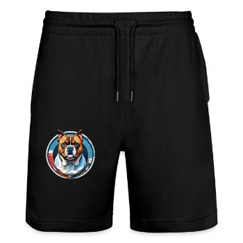 Amerikanischer Tyrann - Stanley/Stella Unisex Bio Joggingshorts Trainer  - Schwarz - Vorne - Nik (191cm) & Marisol (170cm)
