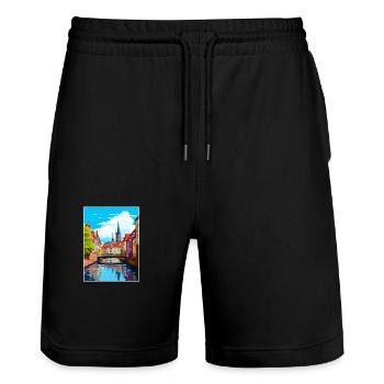 Munster Decoration Germany Vintage Travel Poster - Stanley/Stella Trainer Unisex Organic Jogging Shorts - black - Front - Nik (191cm) & Marisol (170cm)