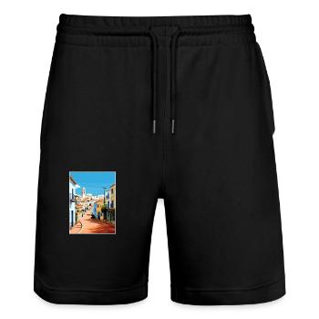 Albufeira Portugal Cascais Vintage Travel Poster - Stanley/Stella Trainer Unisex Organic Jogging Shorts - black - Front - Nik (191cm) & Marisol (170cm)