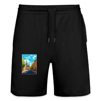 Wiesbaden Allemagne Affiche de voyage vintage Souvenir - Short de jogging bio TRAINER Stanley/Stella unisexe - noir - Devant - Nik (191cm) & Marisol (170cm)