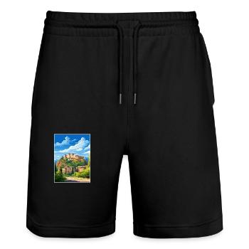 Alhambra Spain Vintage Travel Poster WPA Souvenir - Stanley/Stella Trainer Unisex Organic Jogging Shorts - black - Front - Nik (191cm) & Marisol (170cm)
