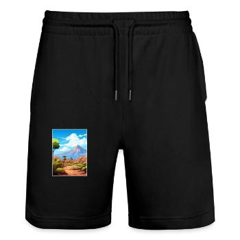 Parc national du Teide Espagne Affiche de voyage vintage - Short de jogging bio TRAINER Stanley/Stella unisexe - noir - Devant - Nik (191cm) & Marisol (170cm)