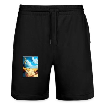 Lowinski Pologne Vtravel Vintage Affiche de voyage WPA - Short de jogging bio TRAINER Stanley/Stella unisexe - noir - Devant - Nik (191cm) & Marisol (170cm)