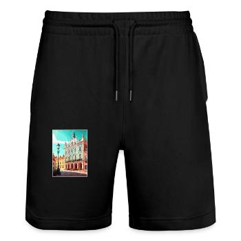Zamosc Pologne Vintage voyage affiche WPA Souvenir - Short de jogging bio TRAINER Stanley/Stella unisexe - noir - Devant - Nik (191cm) & Marisol (170cm)