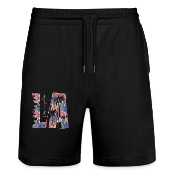 Los Angeles, États-Unis, États-Unis, Californie, Patriot Travel - Short de jogging bio TRAINER Stanley/Stella unisexe - noir - Devant - Nik (191cm) & Marisol (170cm)