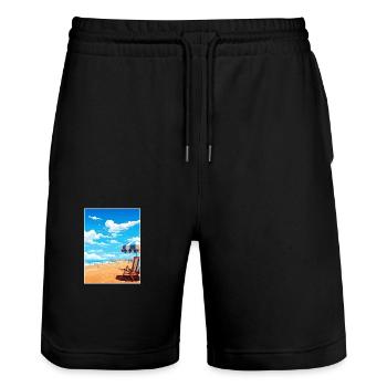 Costa De La Luz Espagne Vintage Voyage Poster WPA - Short de jogging bio TRAINER Stanley/Stella unisexe - noir - Devant - Nik (191cm) & Marisol (170cm)