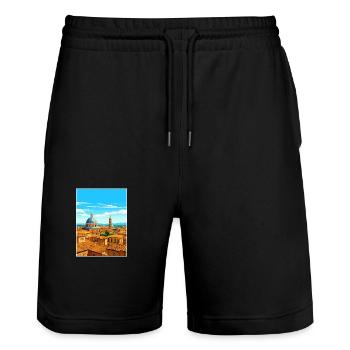 Bologna Decoration Italy Vintage Travel Poster WPA - Stanley/Stella Trainer Unisex Organic Jogging Shorts - black - Front - Nik (191cm) & Marisol (170cm)