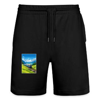 Orient Express Europa Deko Vintage Reiseposter - Stanley/Stella Unisex Bio Joggingshorts Trainer  - Schwarz - Vorne - Nik (191cm) & Marisol (170cm)