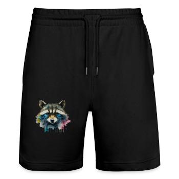 Raton laveur Power Animal - Short de jogging bio TRAINER Stanley/Stella unisexe - noir - Devant - Nik (191cm) & Marisol (170cm)