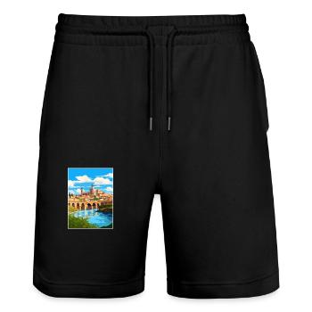 Córdoba Spanien Vintage Reiseposter WPA Souvenir - Stanley/Stella Unisex Bio Joggingshorts Trainer  - Schwarz - Vorne - Nik (191cm) & Marisol (170cm)