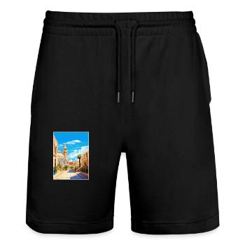 Murica Spanien Vintage Reiseposter WPA Souvenir - Stanley/Stella Unisex Bio Joggingshorts Trainer  - Schwarz - Vorne - Nik (191cm) & Marisol (170cm)