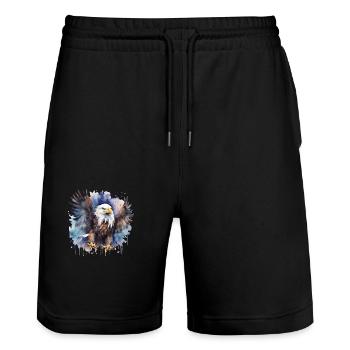 Eagle Flying Power Animal - Stanley/Stella Trainer Unisex Organic Jogging Shorts - black - Front - Nik (191cm) & Marisol (170cm)