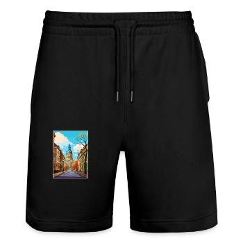 Mannheim Decoration Germany Vintage Travel Poster - Stanley/Stella Trainer Unisex Organic Jogging Shorts - black - Front - Nik (191cm) & Marisol (170cm)