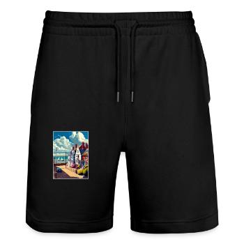 Whitstable England Kent Vintage Travel Poster WPA - Stanley/Stella Trainer Unisex Organic Jogging Shorts - black - Front - Nik (191cm) & Marisol (170cm)