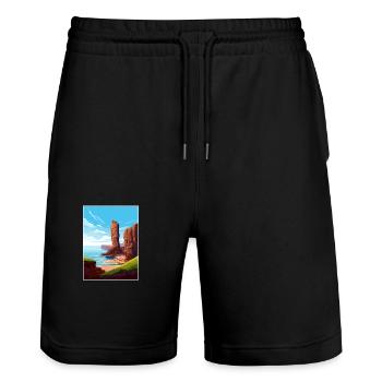 Old Man Of Hoy Scotland Vintage Travel Poster WPA - Stanley/Stella Trainer Unisex Organic Jogging Shorts - black - Front - Nik (191cm) & Marisol (170cm)