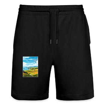 Isle Of Kerrera Schottland Vintage Reiseposter WPA - Stanley/Stella Unisex Bio Joggingshorts Trainer  - Schwarz - Vorne - Nik (191cm) & Marisol (170cm)