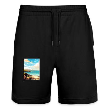 Isle Of Harris Schottland Vintage Reiseposter WPA - Stanley/Stella Unisex Bio Joggingshorts Trainer  - Schwarz - Vorne - Nik (191cm) & Marisol (170cm)