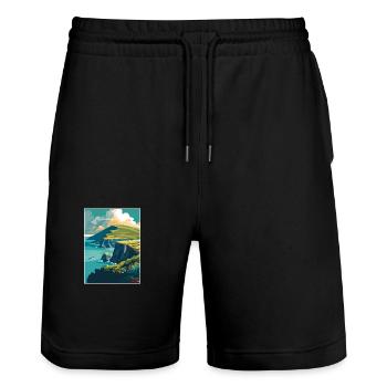 Péninsule de Dingle Irlande Vintage voyage affiche WPA - Short de jogging bio TRAINER Stanley/Stella unisexe - noir - Devant - Nik (191cm) & Marisol (170cm)