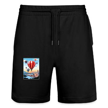 Bristol England Bridge Vintage Travel Poster WPA - Stanley/Stella Trainer Unisex Organic Jogging Shorts - black - Front - Nik (191cm) & Marisol (170cm)