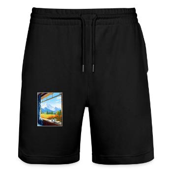 Orient Express Europa Deko Vintage Reiseposter - Stanley/Stella Unisex Bio Joggingshorts Trainer  - Schwarz - Vorne - Nik (191cm) & Marisol (170cm)